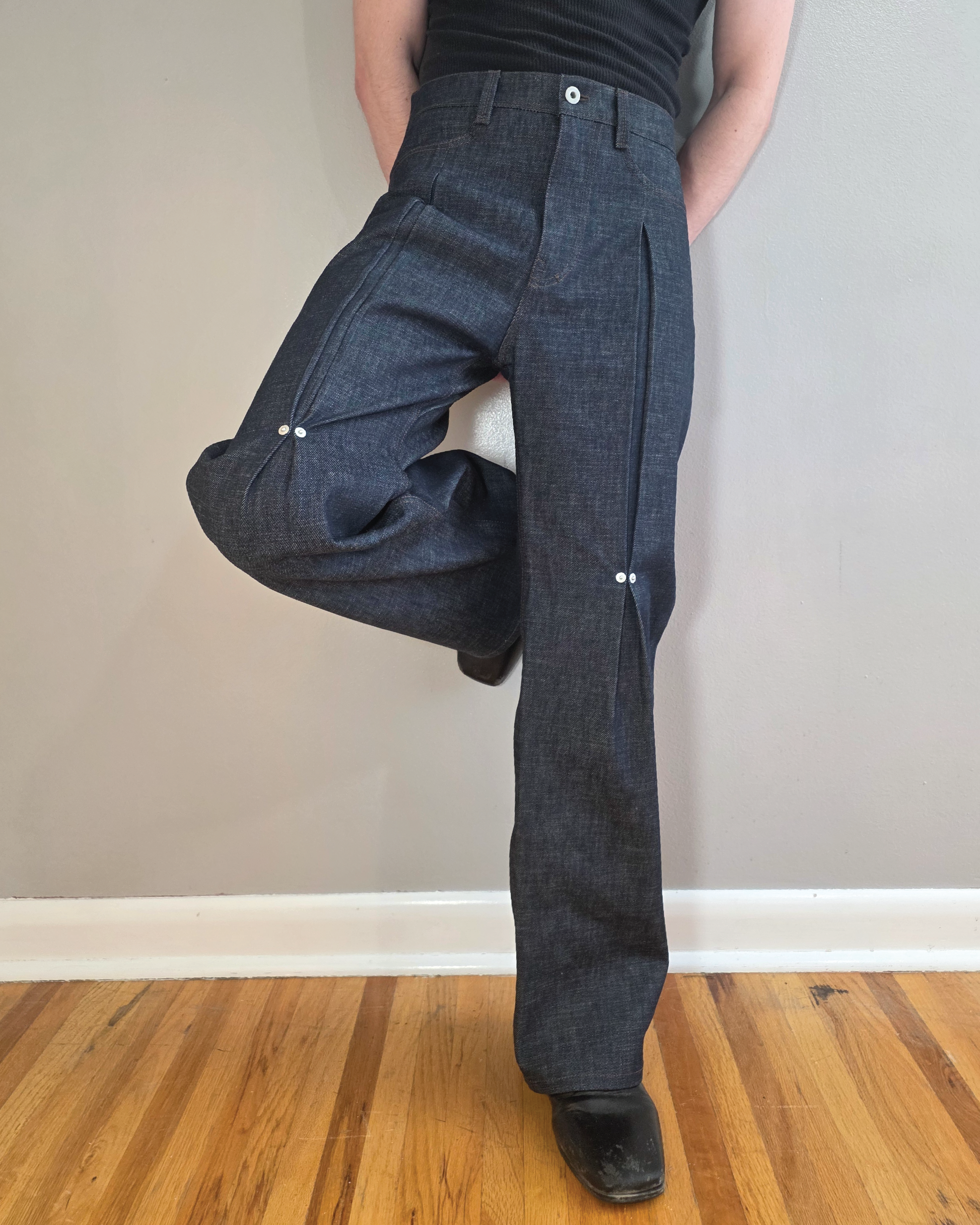Pinned Box Pleat Pants